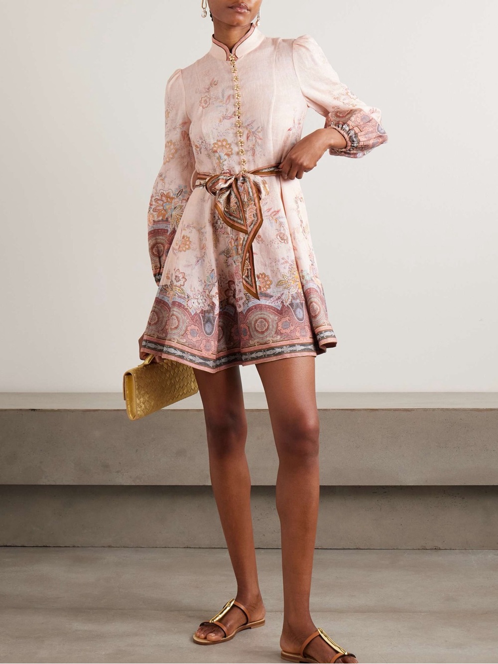 Zimmermann Alchemy belted floral-print linen mini dress